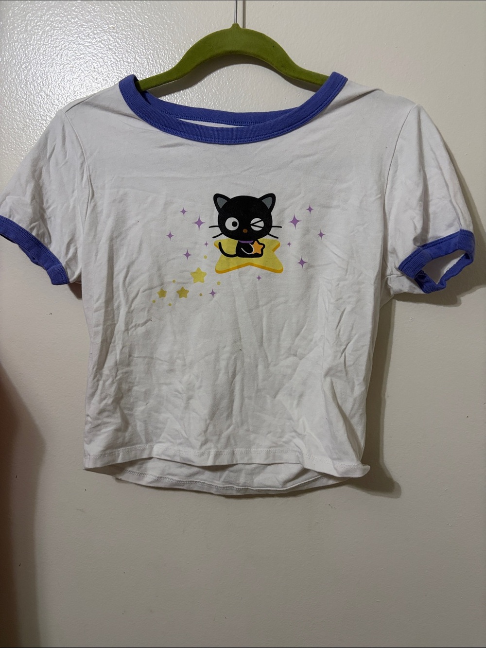 Hot Topic Choco Cat purple and white tee